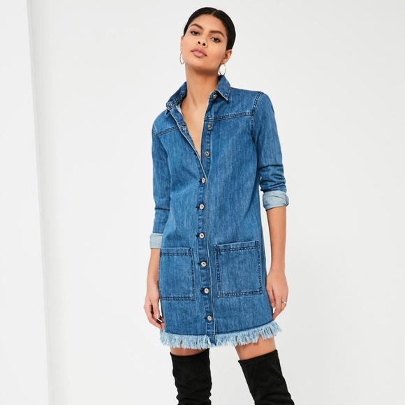 frayed denim shirt dress